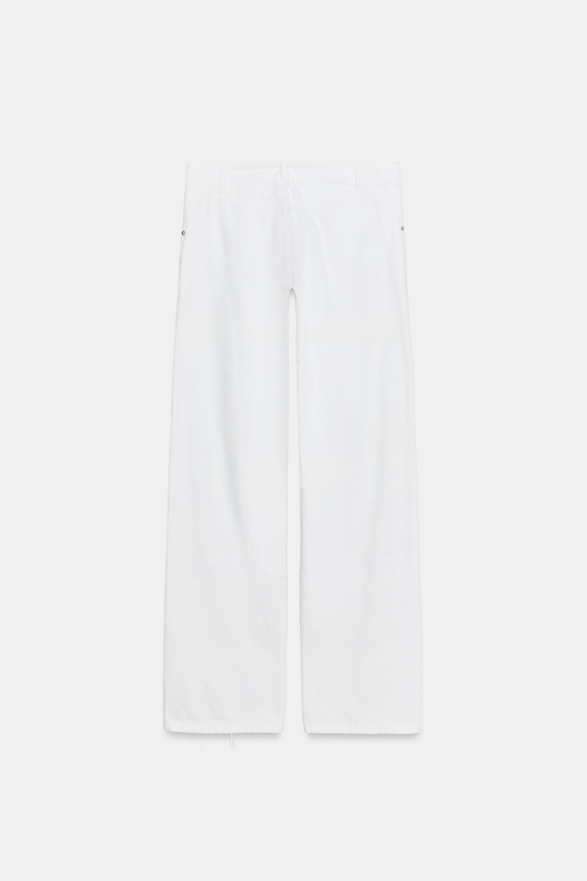 JEAN DROIT À LACETS DENIM TRF TAILLE MI-HAUTE